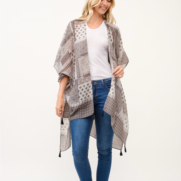 Raj Other - Raj Gray patchwork Kimono Cardigan
